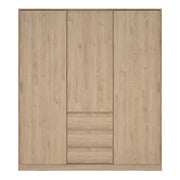 Naia Wardrobe with 2 Sliding Doors 1 Door 3 Drawers in Jackson Hickory Oak