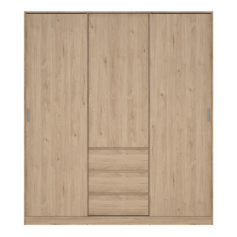 Naia Wardrobe with 2 Sliding Doors 1 Door 3 Drawers in Jackson Hickory Oak