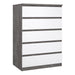 Naia Chest of 5 Drawers in Concrete and White High Gloss