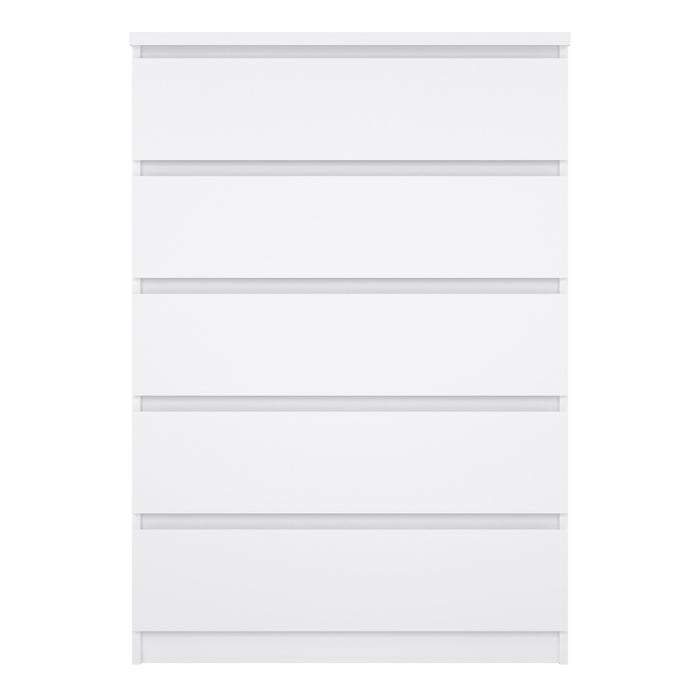 Naia Chest of 5 Drawers in White High Gloss