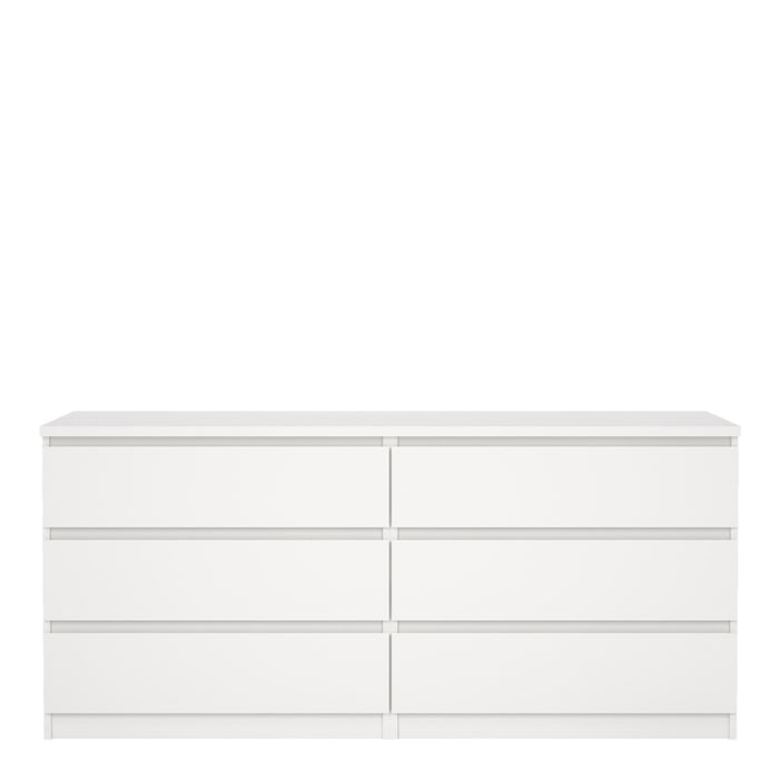 Naia Wide Chest of 6 Drawers (3+3) in White