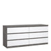 Naia Wide Chest of 6 Drawers (3+3) in Concrete and White High Gloss
