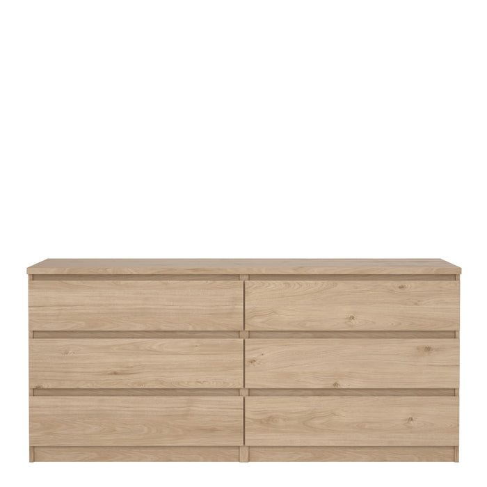 Naia Wide Chest of 6 Drawers (3+3) in Jackson Hickory Oak