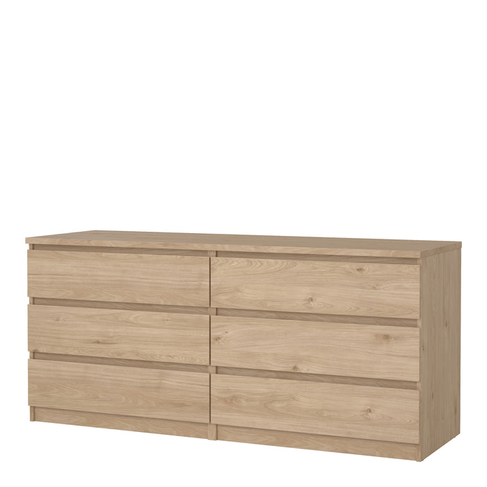 Naia Wide Chest of 6 Drawers (3+3) in Jackson Hickory Oak