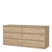 Naia Wide Chest of 6 Drawers (3+3) in Jackson Hickory Oak