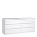 Naia Wide Chest of 6 Drawers (3+3) in White High Gloss