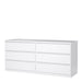 Naia Wide Chest of 6 Drawers (3+3) in White High Gloss