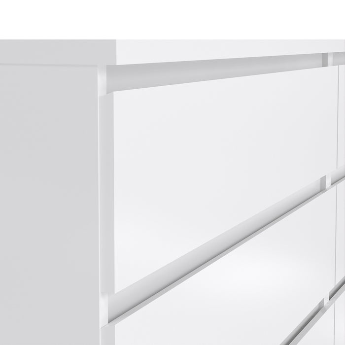 Naia Wide Chest of 6 Drawers (3+3) in White High Gloss