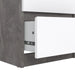 Naia Narrow Chest of 5 Drawers in Concrete and White High Gloss