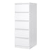 Naia Narrow Chest of 5 Drawers in White High Gloss