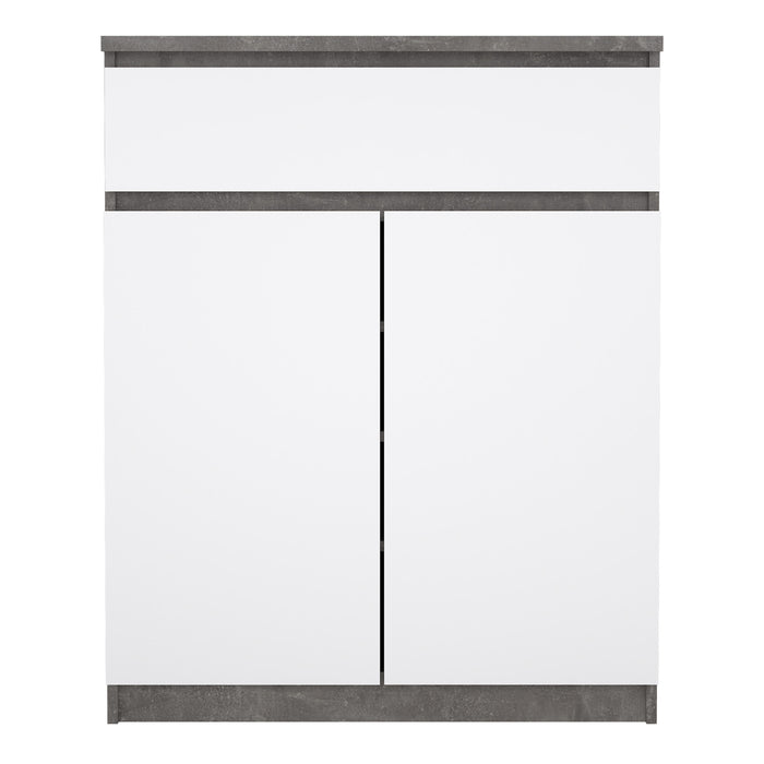Naia Sideboard 1 Drawer 2 Doors in Concrete and White High Gloss