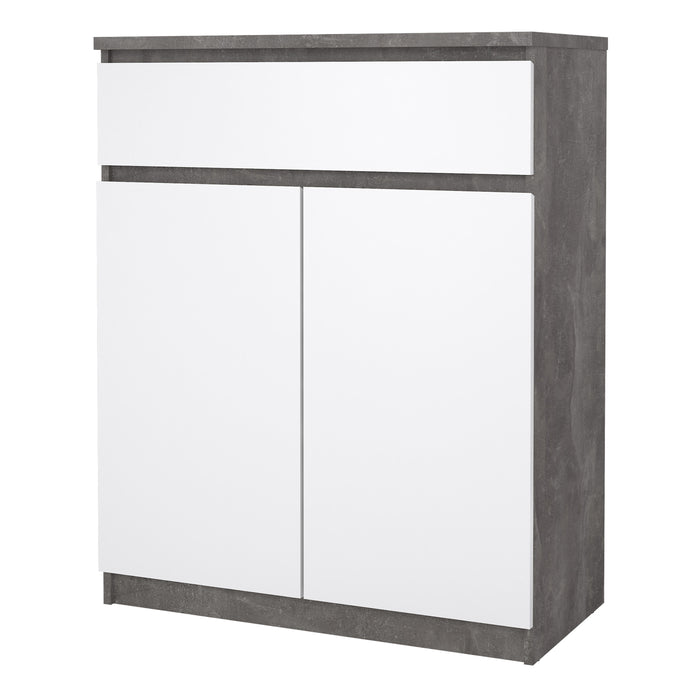 Naia Sideboard 1 Drawer 2 Doors in Concrete and White High Gloss