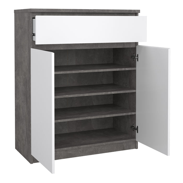 Naia Sideboard 1 Drawer 2 Doors in Concrete and White High Gloss