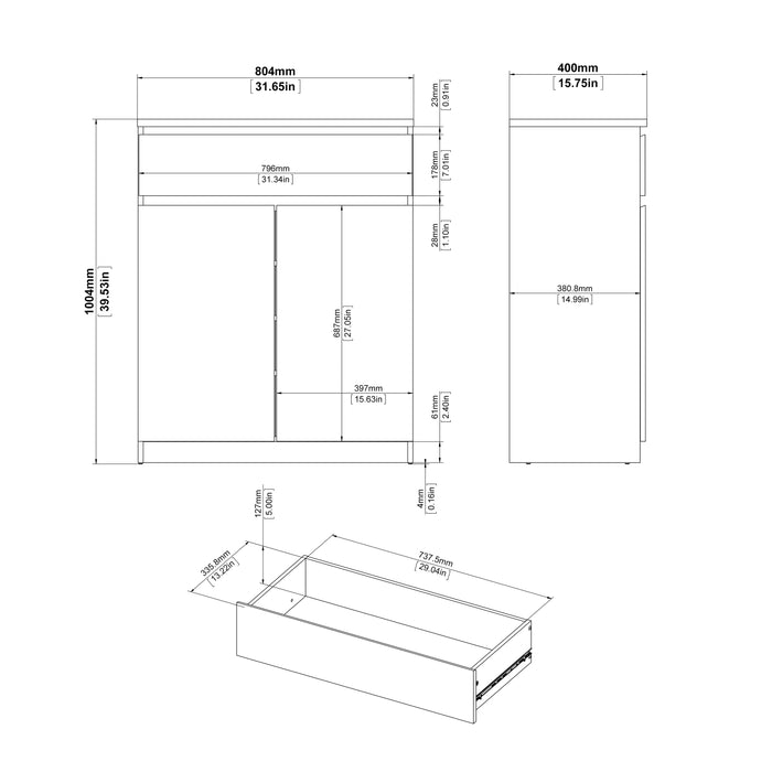 Naia Sideboard  1 Drawer 2 Doors in Jackson Hickory Oak