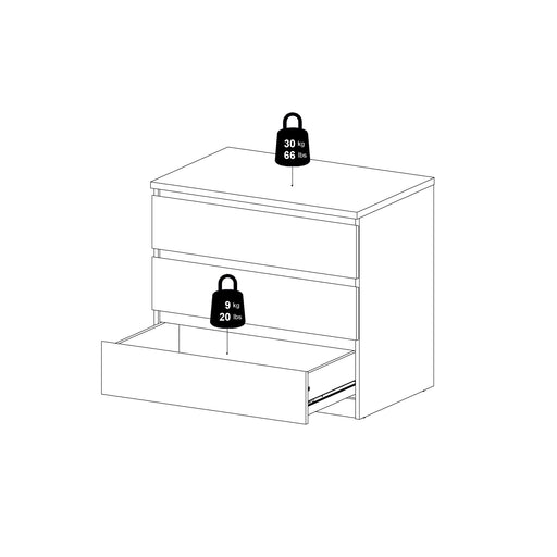 Naia Chest of 3 Drawers in Concrete and White High Gloss
