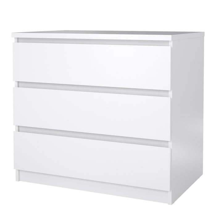 Naia Chest of 3 Drawers in White High Gloss