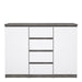 Naia Sideboard 4 Drawers 2 Doors in Concrete and White High Gloss