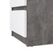 Naia Bedside 3 Drawers in Concrete and White High Gloss
