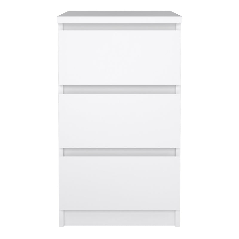 Naia Bedside 3 Drawers in White High Gloss