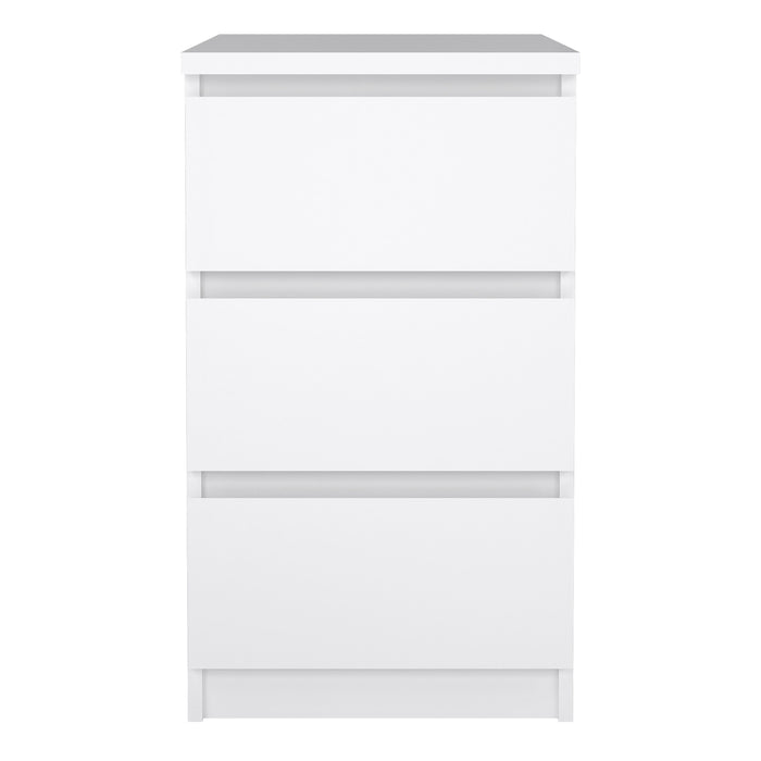 Naia Bedside 3 Drawers in White High Gloss