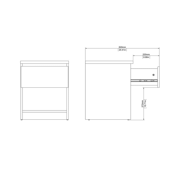 Naia Bedside 1 Drawer 1 Shelf in White