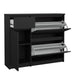 Naia Shoe Cabinet with 2 Flip Down Doors 1 Door and 1 Drawer in Black Matt