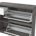 Naia Shoe Cabinet with 2 Flip Down Doors 1 Door and 1 Drawer in Concrete and White High Gloss