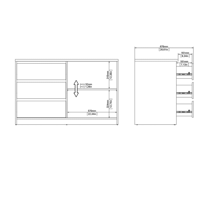 Naia Storage Unit with 1 Sliding Door and 3 Drawers in Jackson Hickory Oak