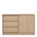 Naia Storage Unit with 1 Sliding Door and 3 Drawers in Jackson Hickory Oak