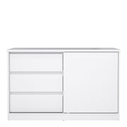 Naia Storage Unit with 1 Sliding Door and 3 Drawers in White High Gloss