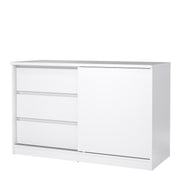 Naia Storage Unit with 1 Sliding Door and 3 Drawers in White High Gloss