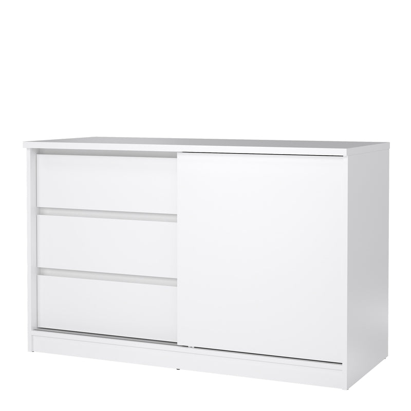 Naia Storage Unit with 1 Sliding Door and 3 Drawers in White High Gloss