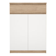 Naia Shoe Cabinet with 2 Doors 1 Drawer in Jackson Hickory Oak and White