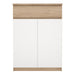Naia Shoe Cabinet with 2 Doors 1 Drawer in Jackson Hickory Oak and White