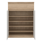 Naia Shoe Cabinet with 2 Doors 1 Drawer in Jackson Hickory Oak and White