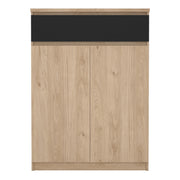 Naia Shoe Cabinet with 2 Doors 1 Drawer in Jackson Hickory Oak and Black