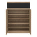 Naia Shoe Cabinet with 2 Doors 1 Drawer in Jackson Hickory Oak and Black
