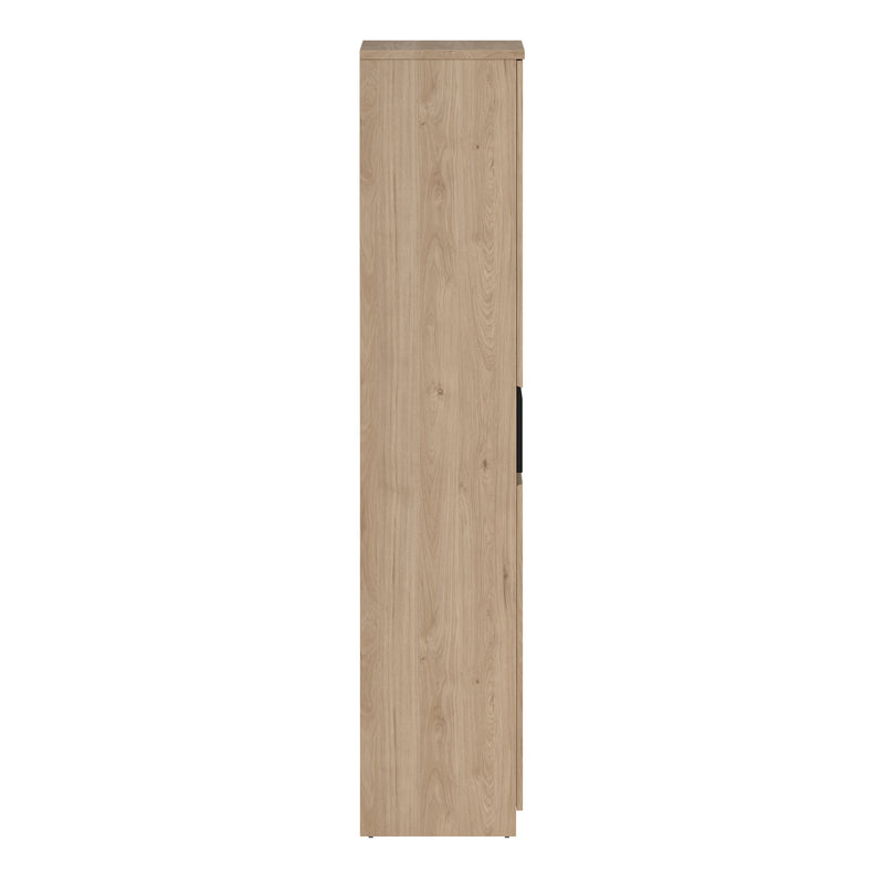 Naia Shoe Cabinet with 4 Doors 1 Drawer in Jackson Hickory Oak and Black
