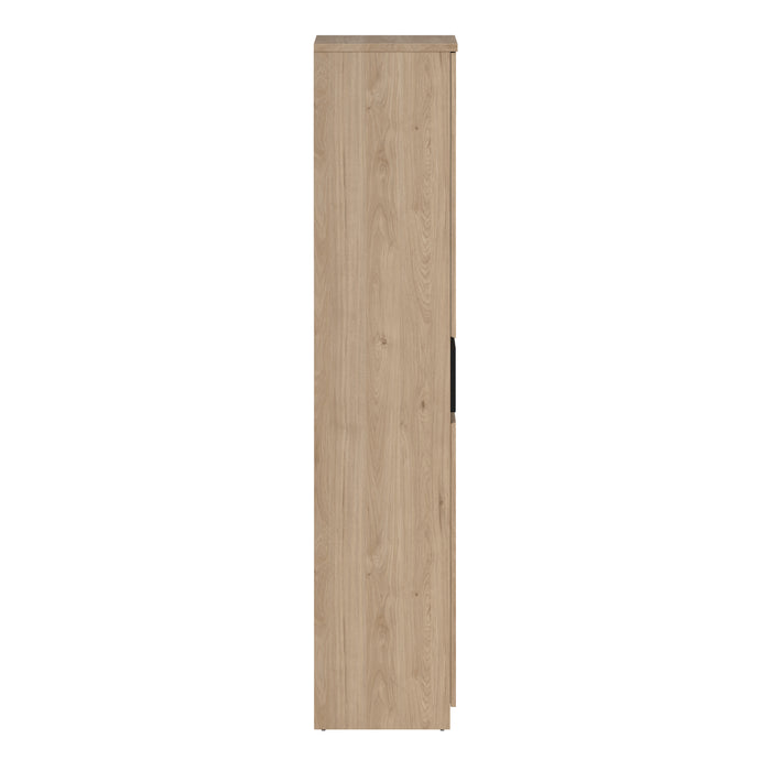 Naia Shoe Cabinet with 4 Doors 1 Drawer in Jackson Hickory Oak and Black