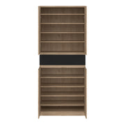 Naia Shoe Cabinet with 4 Doors 1 Drawer in Jackson Hickory Oak and Black