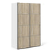 Verona Sliding Wardrobe 120cm in White with Oak Doors with 5 Shelves