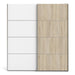 Verona Sliding Wardrobe 180cm in White with White and Oak Doors with 5 Shelves