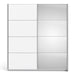 Verona Sliding Wardrobe 180cm in White with White and Mirror Doors with 5 Shelves