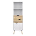 Oslo Bookcase 2 Drawers 1 Door in White and Oak