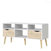 Oslo TV Unit Wide 2 Drawers 4 Shelves in White and Oak