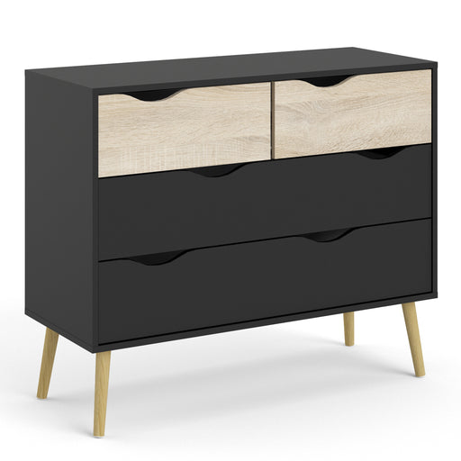 Oslo Chest of 4 Drawers in Black and Oak