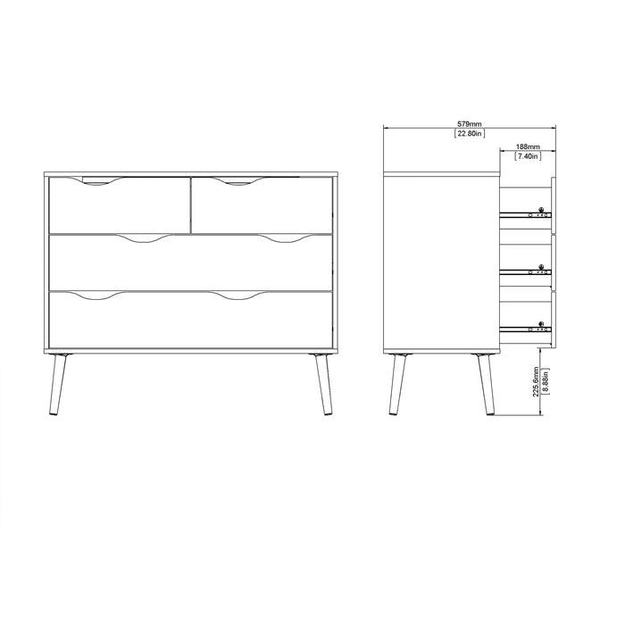 Oslo Chest of 4 Drawers in Black and Oak