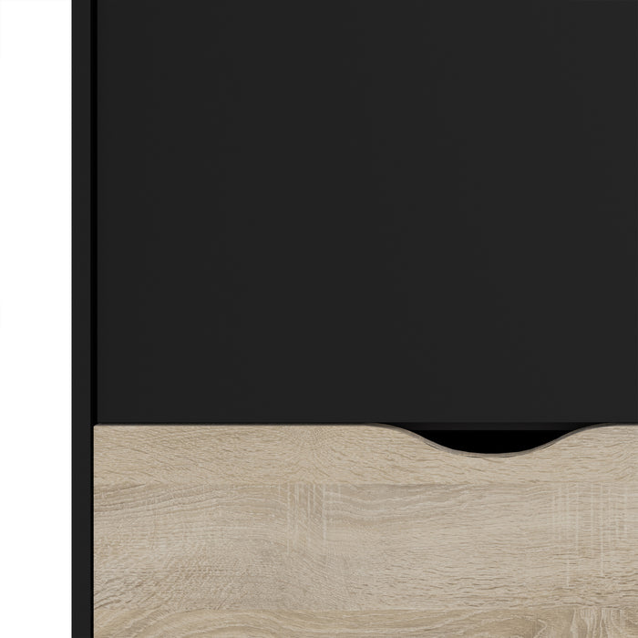Oslo Wardrobe 2 Doors 2 Drawers in Black and Oak