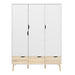 Oslo Wardrobe 3 Doors 3 Drawers in White and Oak