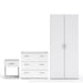 Space Package - Bedside 1 Drawer + Chest of 3 Drawers + Wardrobe with 2 Doors in White